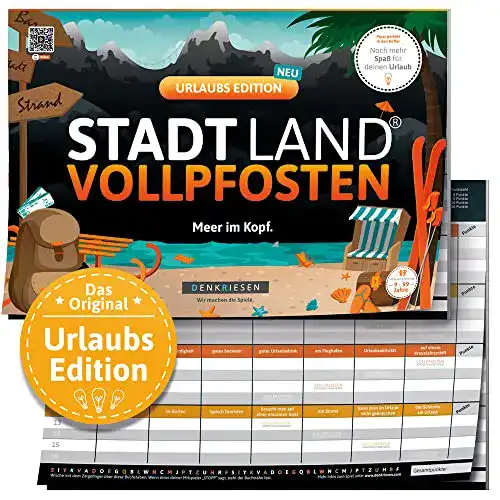 Die beste Stadt Land Vollpfosten DENKRIESEN - ® Urlaubs Edition - Meer im 2026 Test Bestseller Stadt Land Vollpfosten DENKRIESEN – ® Urlaubs Edition – Meer im
