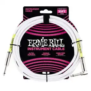 Gitarrenkabel Ernie Ball 10 ‘Gerade / Angle Instrument Kabel – Weiß
