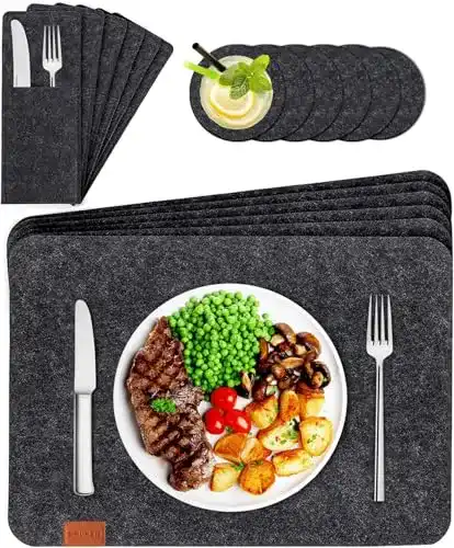 Tischsets BALFER Tischset abwaschbar aus Filz 18er Set Anthrazit