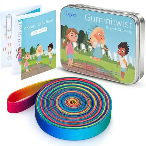 Gummitwist Cikyner Kinder Set, Hüpfgummi 4m lang 1.5cm weit