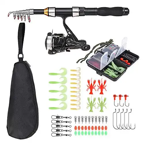 Angelset Lixada Angelrolle und Stange Combos Full Kit
