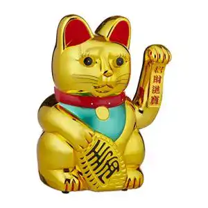 Winkekatze Relaxdays, gold, XL Maneki Neko, batteriebetrieben