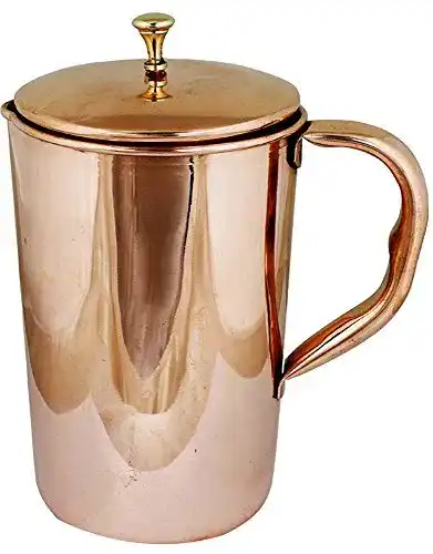 Kupferkanne SKAVIJ reines Kupfer Wasserkrug mit Deckel