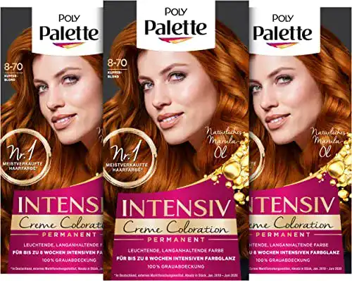 Kupfer-Haarfarbe Palette Intensiv Creme Coloration 8-70 Kupferblond