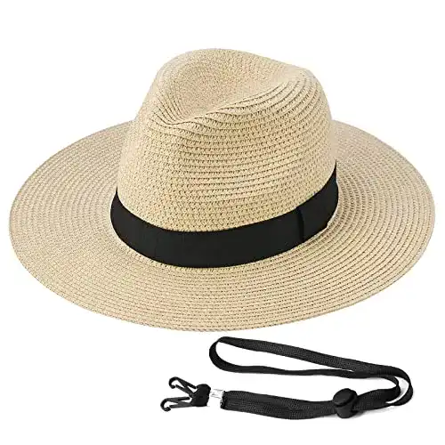 Panama-Hut Exemaba Panama Hut Damen Breiter Krempe Fedora