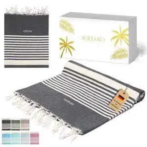 Strandtuch SOLTAKO XXXL 2x2m Fouta Handtuch Saunatuch