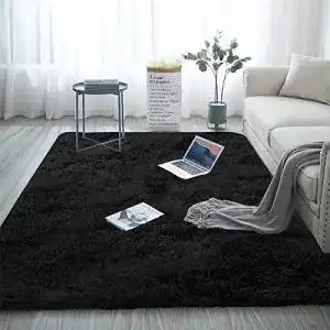Hochflor-Teppich Aujelly Soft Area Rug Schwarz 120 x 160 cm