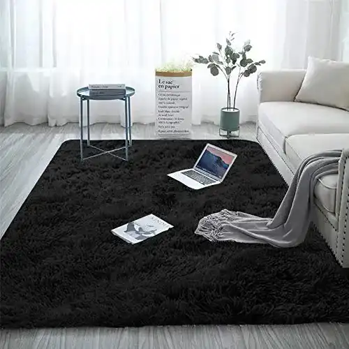 Hochflor-Teppich Aujelly Soft Area Rug Schwarz 120 x 160 cm