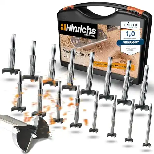 Forstnerbohrer Hinrichs Set 17 teilig im Koffer – Forstner Bohrer Set