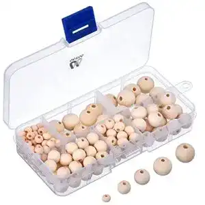 Holzperlen Outus 150 Stück Natürliche Runde Set mit Box