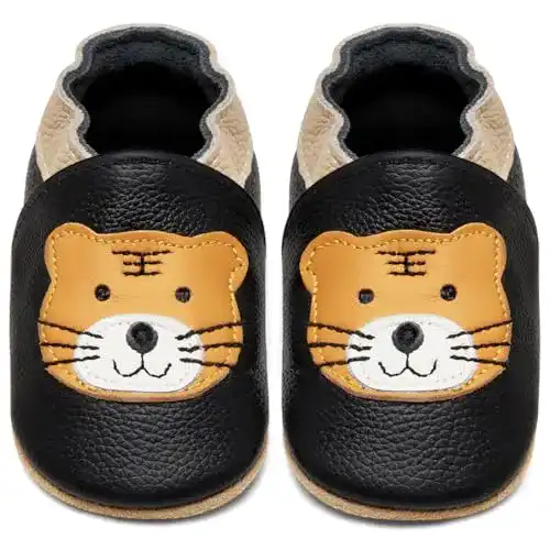 Krabbelschuhe IceUnicorn Baby Lauflernschuhe, Schwarzer Tiger