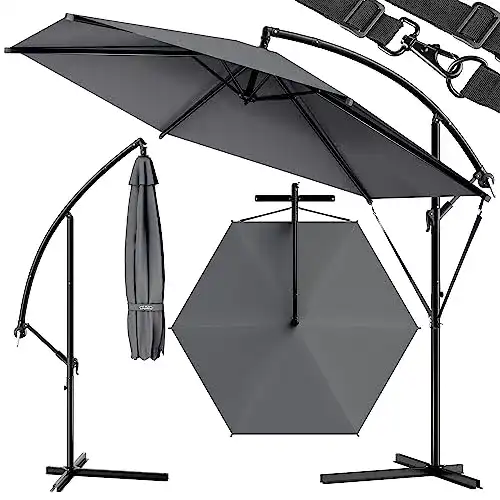 Sonnenschirm (3m) Kingsleeve Sonnenschirm Anthrazit, knickbar