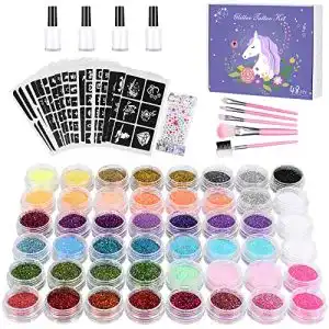 Glitzertattoos Winpok Glitzer Tattoo Set, 48 Farben wasserdicht