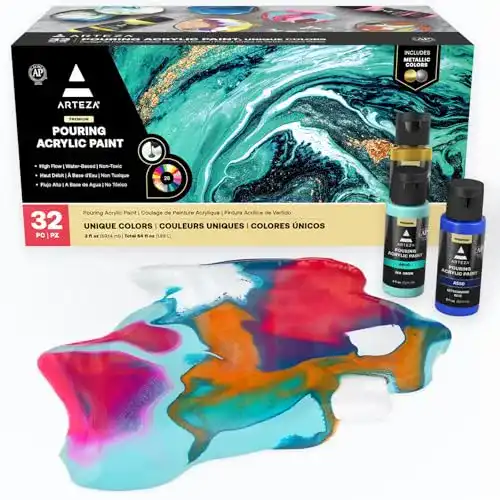 Arteza-Acrylfarben ARTEZA Pouring Acrylfarbe, 32 Stück-Set, 60 ml