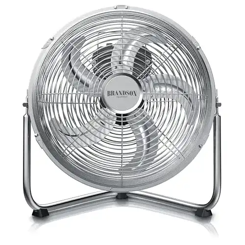 Bodenventilatoren Brandson – Windmaschine Retro Stil – Ventilator in Chrom – Standventilator 30cm – Bodenventilator – hoher Luftdurchsatz – robuster Stand – stufenlos neigbarer Ventilatorkopf – silber
