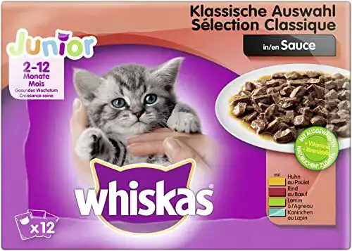 Whiskas-Nassfutter whiskas Katzenfutter Junior, 48 Beutel à 100g