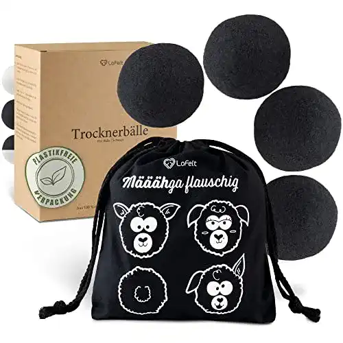 Trocknerbälle LoFelt ® für Wäschetrockner, Dryer Balls, 4 Stück