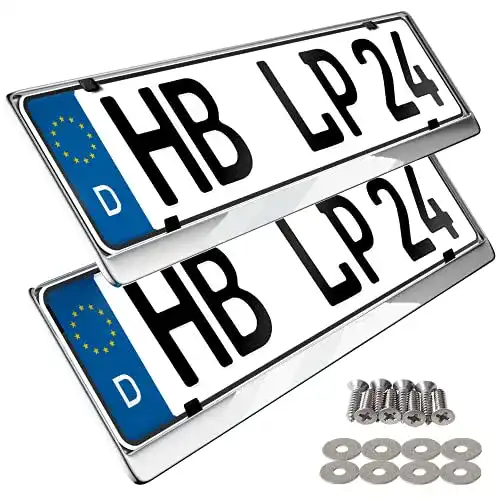 Kennzeichenhalter L & P Car Design 2 x in Edelstahl poliert