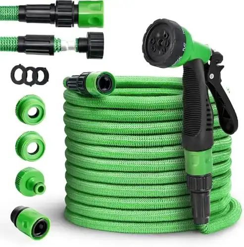 Flexibler Gartenschlauch (30m) tillvex flexiSchlauch, dehnbar, grün