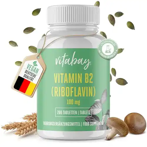 Riboflavin vitabay Vitamin B2 100 mg, 200 vegane Tabletten