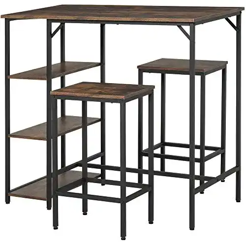 Bartisch HOMCOM Set Stehtisch mit 2 Barhockern, 3-teilig