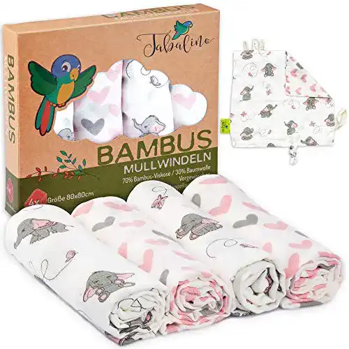 Spucktuch Tabalino Kuschelweiche Bambus Mullwindeln, 4er-Pack