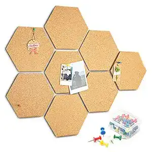 Korkwand HENMI Pinnwand Kork 8 Stück, Korktafel, Sechseckig