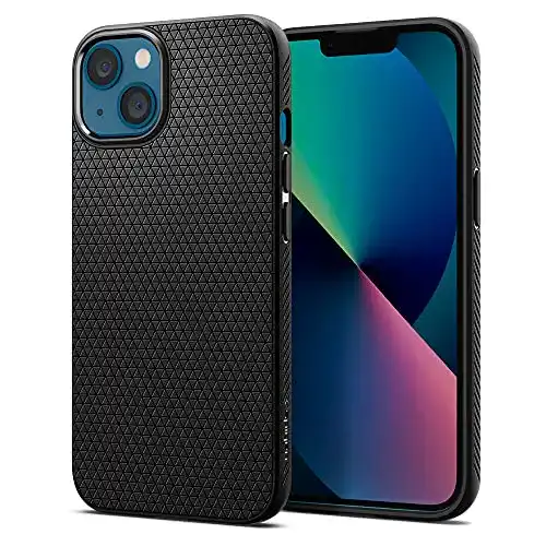 iPhone-13-mini-Hülle Spigen Liquid Air, dünn Silikon, schwarz