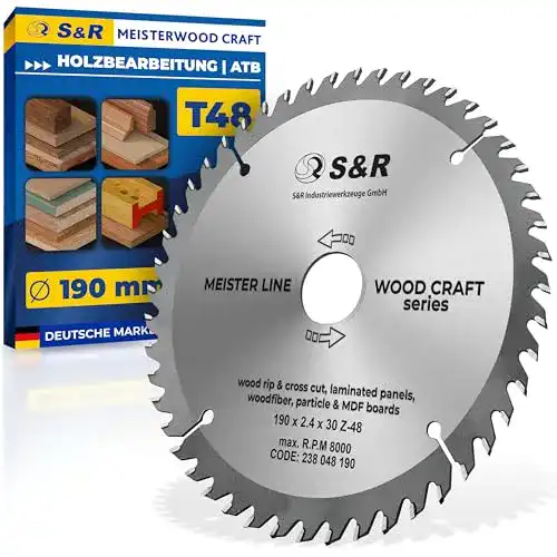 Sägeblatt (190×30) S&R Kreissägeblatt 190 x 30 x 2,4mm 48T”Wood