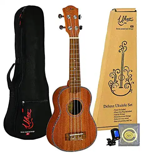 Sopran-Ukulele Ukoo Swiss Sopran Ukulele, Mahagoni Korpus