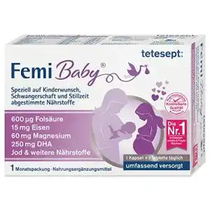 Folsäure tetesept Femi Baby, 16 Nährstoffe, Monatspackung