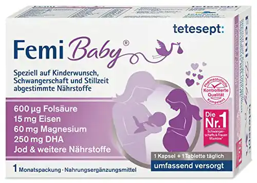 Folsäure tetesept Femi Baby, 16 Nährstoffe, Monatspackung