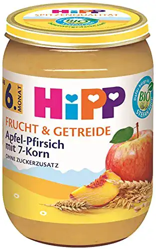 Getreide-Obst-Brei HiPP Bio Apfel-Pfirsich mit 7-Korn, 190 g