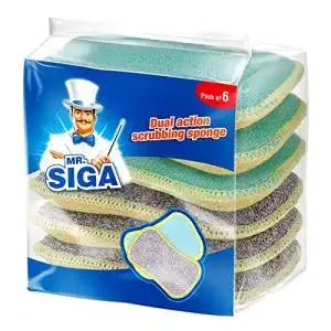 Spülschwamm MR.SIGA Zweiseitig, Microfaser, 6 Stück