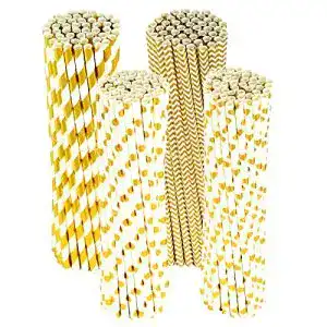 Papierstrohhalme PATAZOK 200pcs Gold Papier Strohhalme