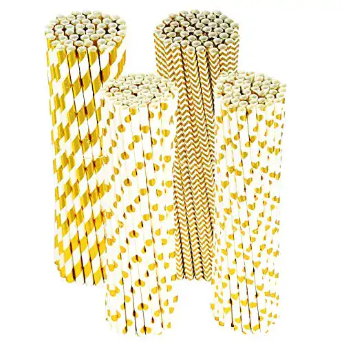 Papierstrohhalme PATAZOK 200pcs Gold Papier Strohhalme