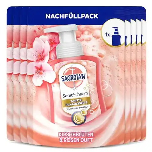Schaumseife Sagrotan Samt-Schaum Kirschblüte & Rose 8×250 ml