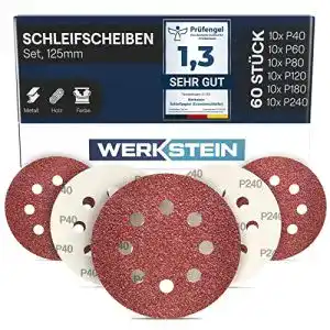 Schleifscheiben WERKSTEIN 60 Stück Schleifpapier 125mm – Set