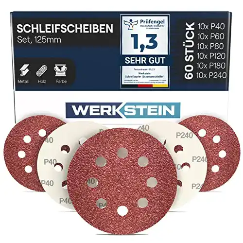 Schleifscheiben WERKSTEIN 60 Stück Schleifpapier 125mm – Set