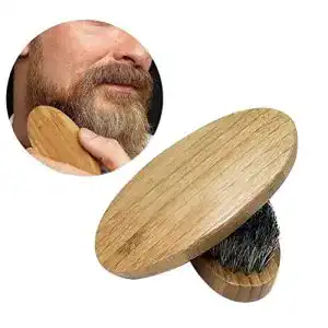 Bartbürste BESTOMZ mit rundem Holzgriff, Pferdehaarborsten