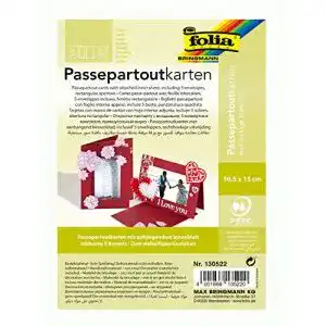 Passepartout-Karten folia, mit rechteckiger Stanzung, 5 Karten