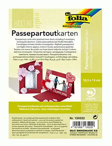 Passepartout-Karten folia, mit rechteckiger Stanzung, 5 Karten