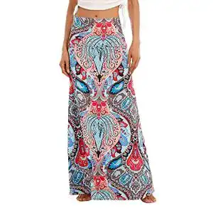 Maxirock Durio Damen Boho Rock Lang Elegant Hohe Taille