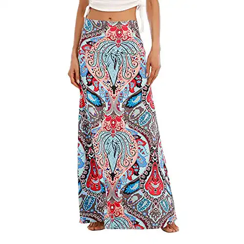 Maxirock Durio Damen Boho Rock Lang Elegant Hohe Taille