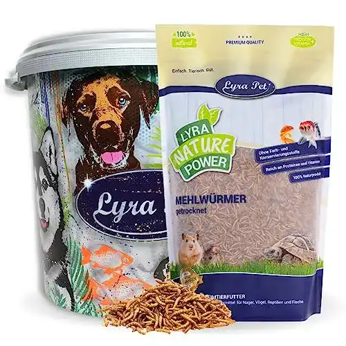 Mehlwürmer Lyra Pet ® 5 kg 5000 g getrocknet + 30 L Tonne