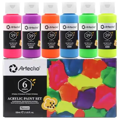 Neonfarben Artecho Fluoreszierende Schwarzlicht Farbe 6×59 ml