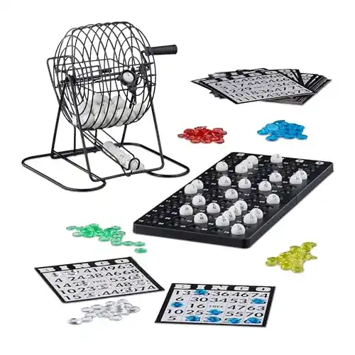 Bingo-Spiel Relaxdays 10021014 Bingo Spiel mit Metalltrommel
