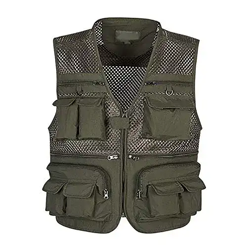 Anglerweste semen Herren Outdoor Weste Safari Weste mit Vielen praktischen Taschen
