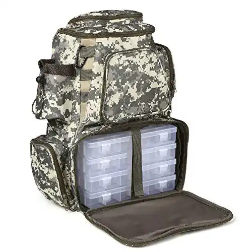Angelrucksack Lixada Angelgerät Tasche mit 4 Angelgeräten Boxen Wasserdichtes Fliegenfischen
