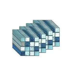 Fliesenaufkleber FBBULES 40PCS, Mosaikstil Blau 10 x 10 cm